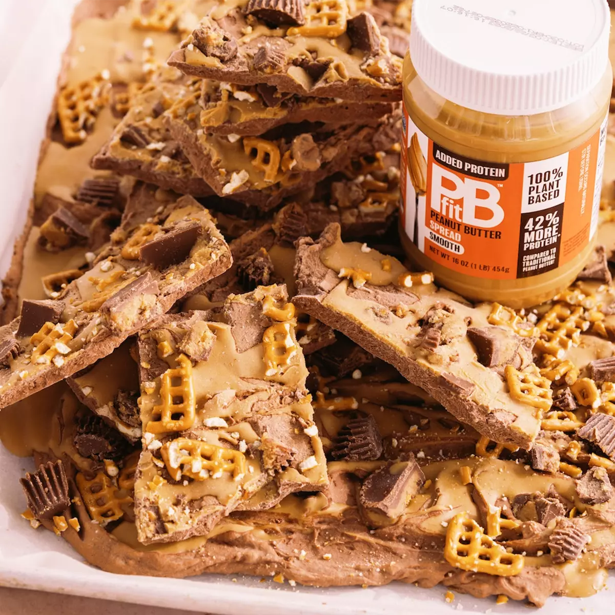 Chocolate PB Protein Pretzel Bark