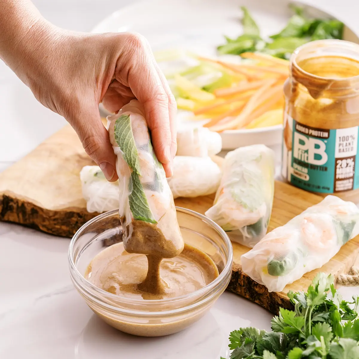 Spring Rolls with Almond Butter Sauce