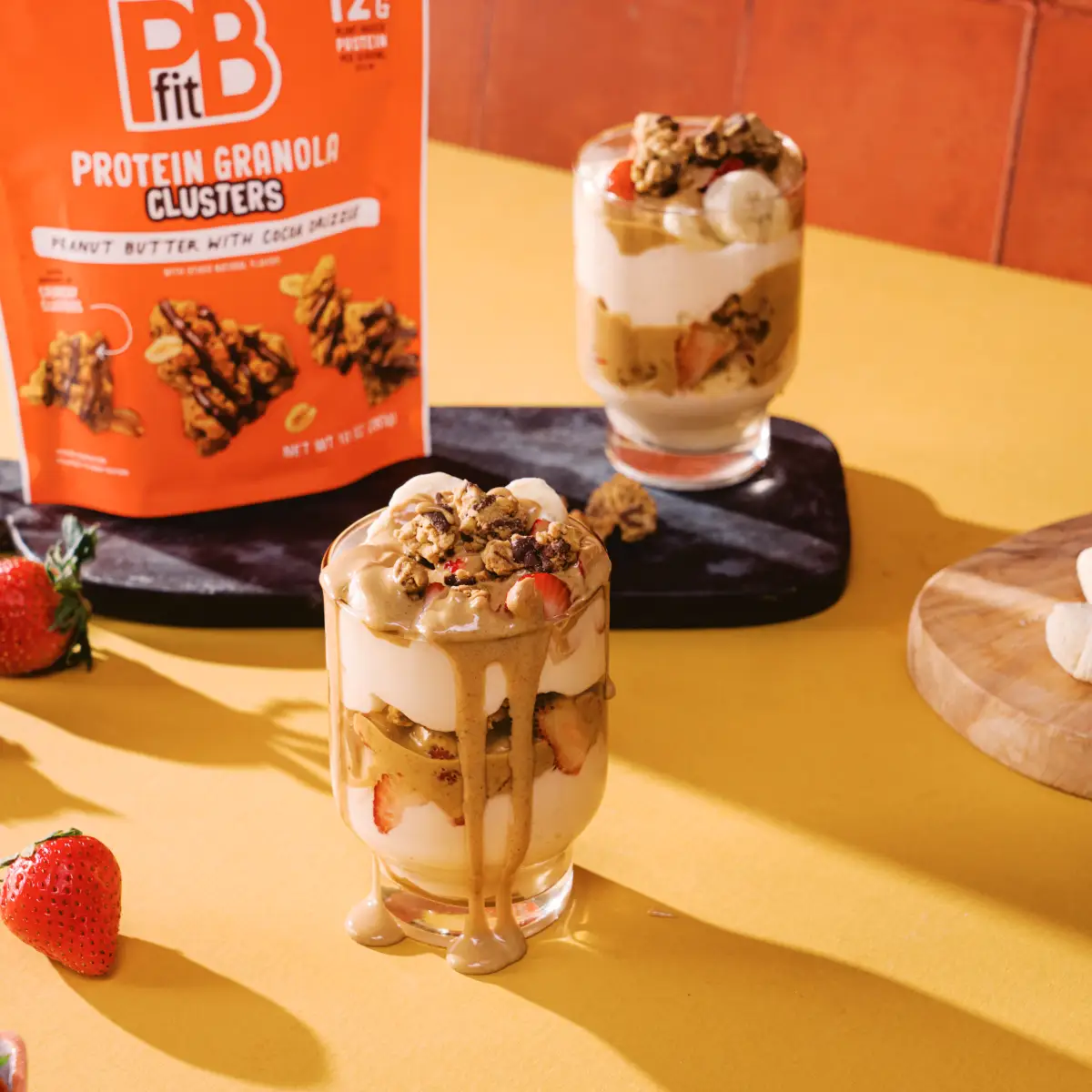 Strawberry Banana PBfit Cluster Parfait