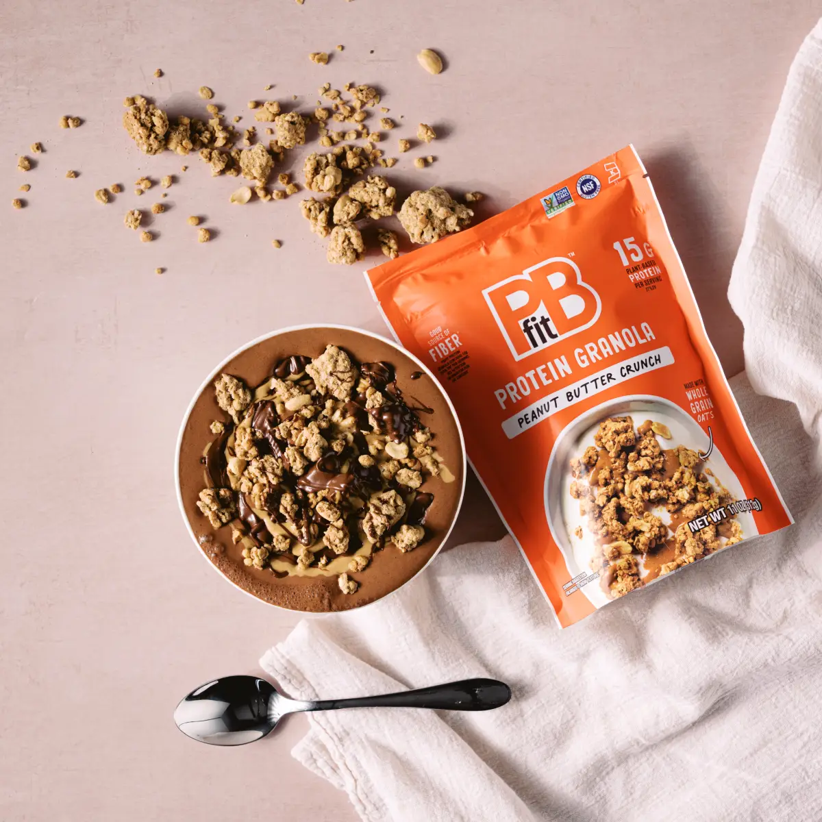 Smoothie bowl topped with granola