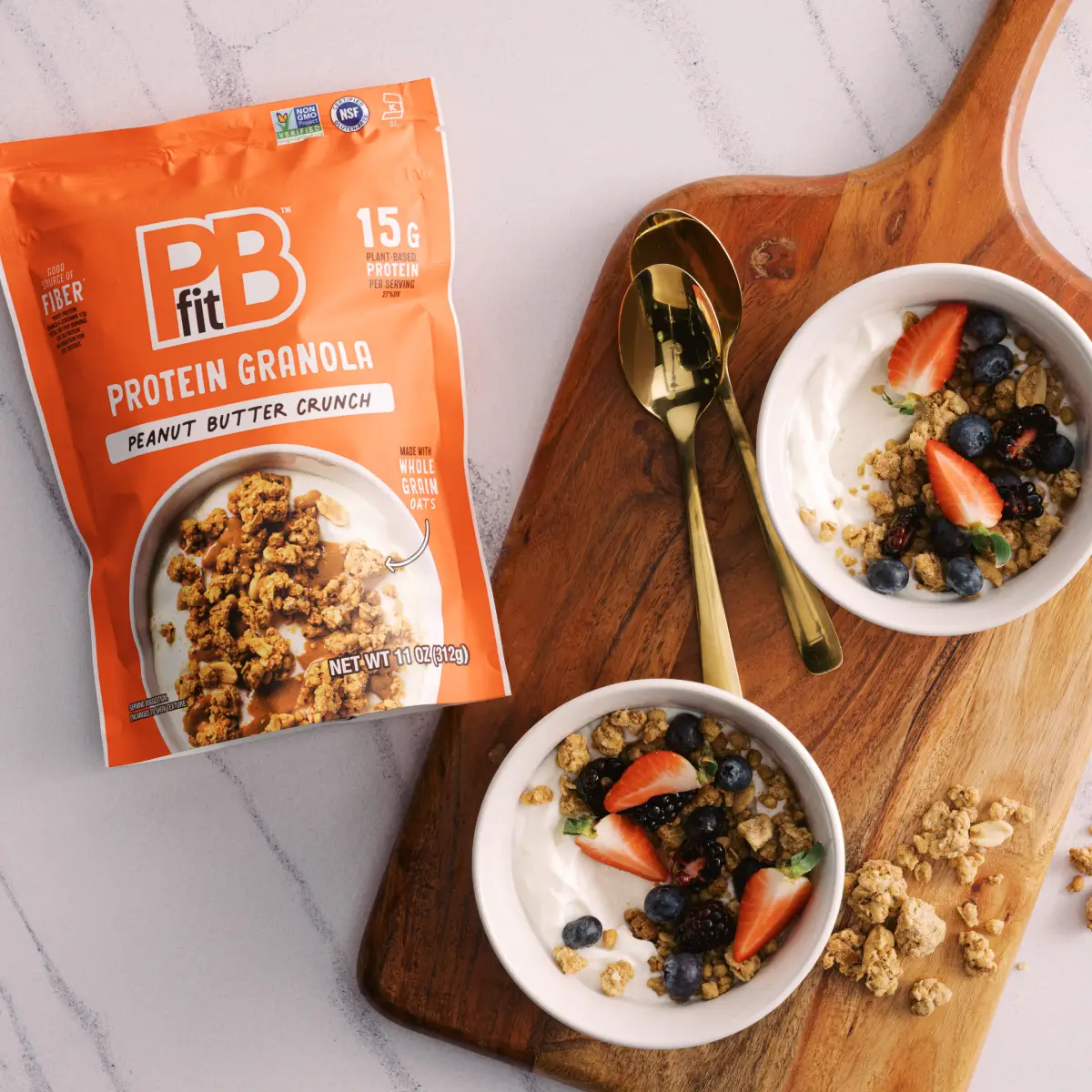 Yogurt Parfait topped with PBfit Protein Granola