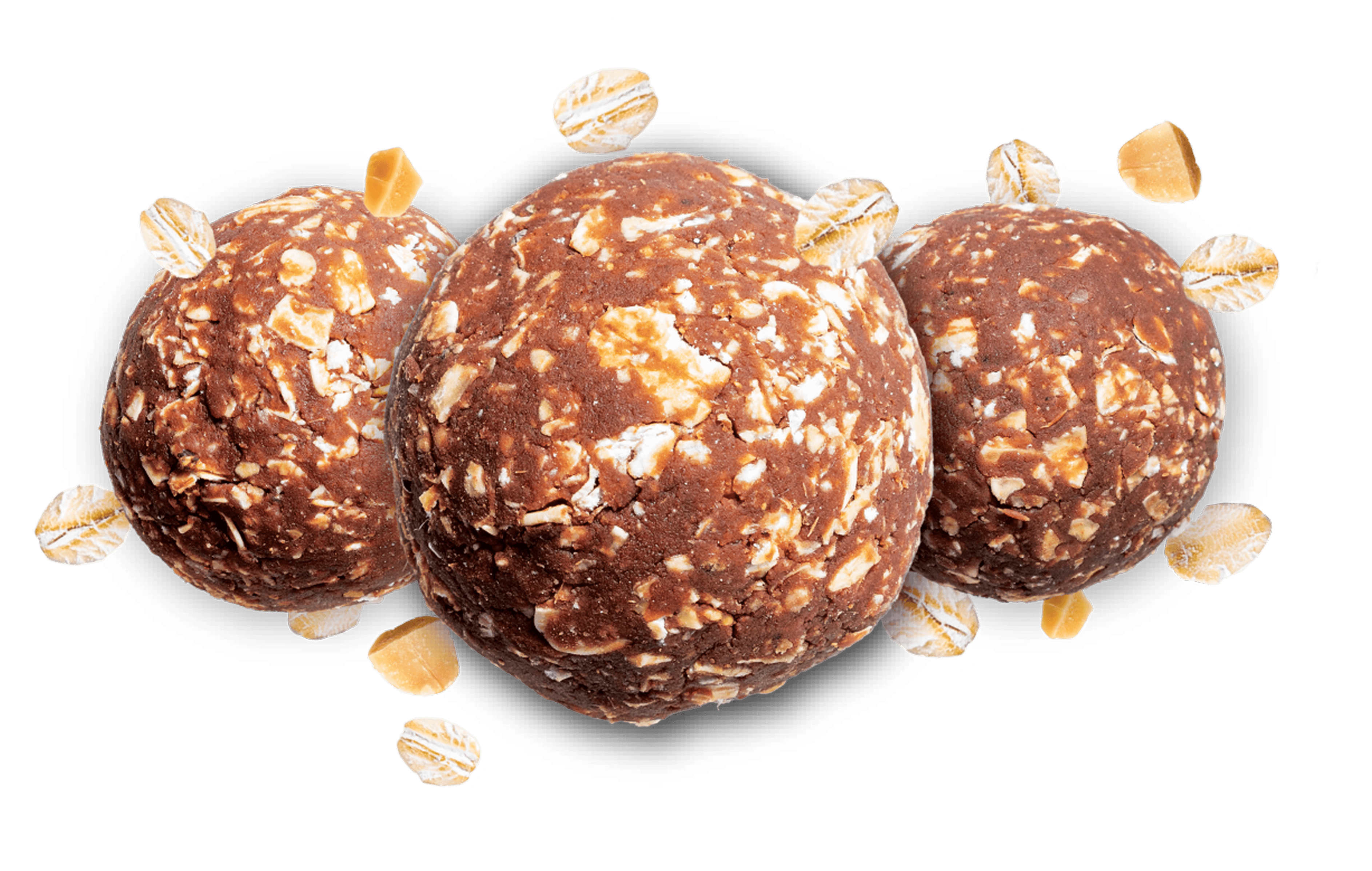 Plant-based protein balls with chia seeds, whole grain oats, and roasted peanuts