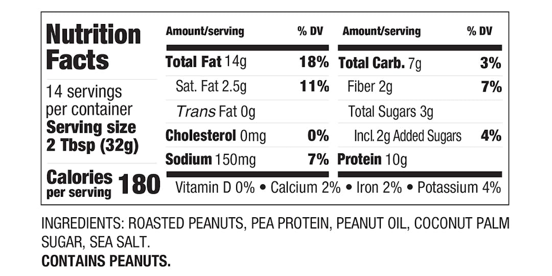 PBfit Protein Peanut Butter Spread Nutritionals and Ingredients