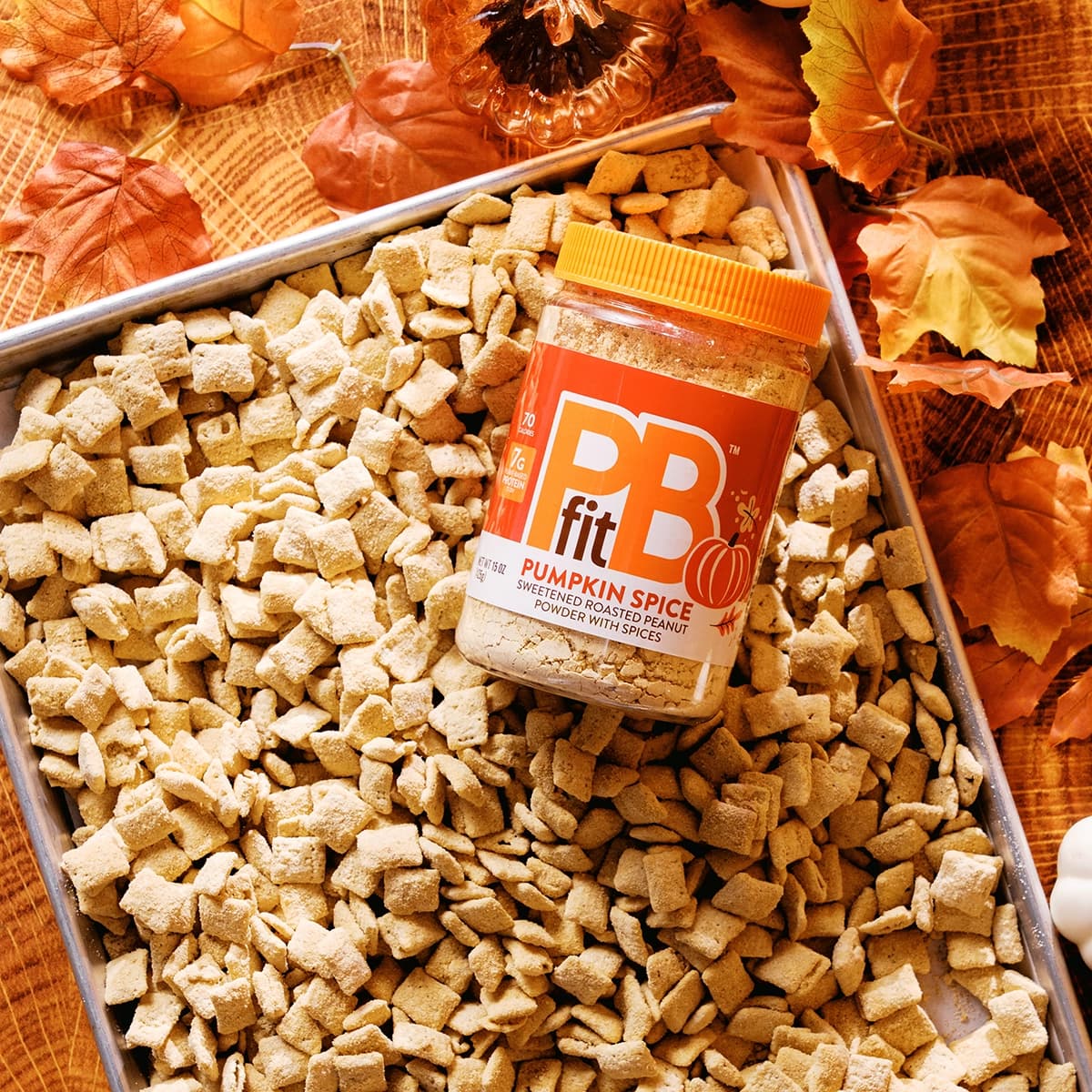 Pumpkin Spice Protein Muddy Buddies